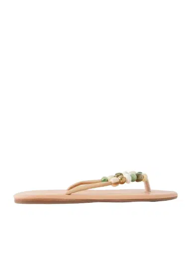 Ancient Greek Sandals Saionara Bead-embellished Leather Flip Flops | Thumbnail 1 Ancient Greek Sandals Saionara Bead-embellished Leather Flip Flops | Thumbnail 1