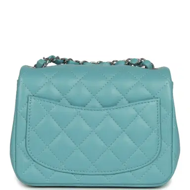 Chanel Chanel Mini Classic Square Flap Bag Light Blue Lambskin Silver Hardware | Thumbnail 4 Chanel Chanel Mini Classic Square Flap Bag Light Blue Lambskin Silver Hardware | Thumbnail 4