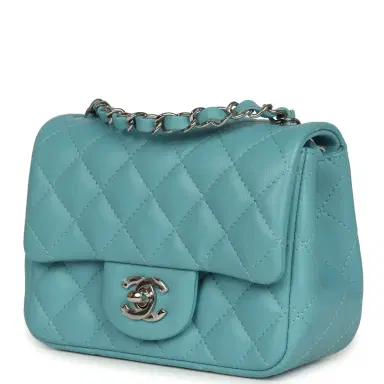 Chanel Chanel Mini Classic Square Flap Bag Light Blue Lambskin Silver Hardware | Thumbnail 5 Chanel Chanel Mini Classic Square Flap Bag Light Blue Lambskin Silver Hardware | Thumbnail 5