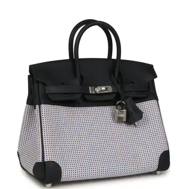 HERMÈS Hermes Birkin Quadrille 25 Caban Swift and Toile Palladium Hardware | Thumbnail 2 HERMÈS Hermes Birkin Quadrille 25 Caban Swift and Toile Palladium Hardware | Thumbnail 2