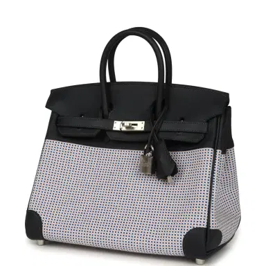 HERMÈS Hermes Birkin Quadrille 25 Caban Swift and Toile Palladium Hardware | Thumbnail 5 HERMÈS Hermes Birkin Quadrille 25 Caban Swift and Toile Palladium Hardware | Thumbnail 5