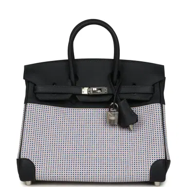 HERMÈS Hermes Birkin Quadrille 25 Caban Swift and Toile Palladium Hardware | Thumbnail 1 HERMÈS Hermes Birkin Quadrille 25 Caban Swift and Toile Palladium Hardware | Thumbnail 1