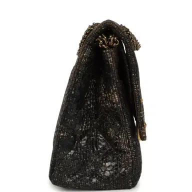 Chanel Pre-owned Chanel Medium Paris-Shanghai Reissue 226 2.55 Double Flap Bag Gold Glazed Tweed Antique Gold Hardware | Thumbnail 3 Chanel Pre-owned Chanel Medium Paris-Shanghai Reissue 226 2.55 Double Flap Bag Gold Glazed Tweed Antique Gold Hardware | Thumbnail 3