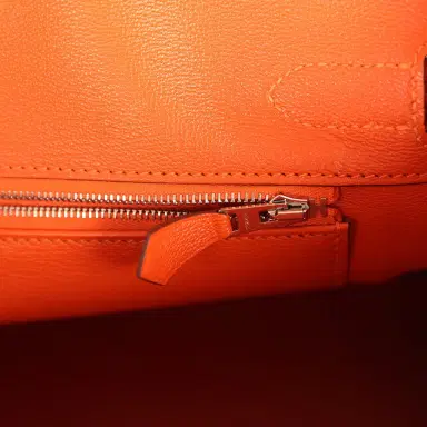 HERMÈS Pre-owned Hermes Birkin 30 Orange Shiny Porosus Crocodile Palladium Hardware | Thumbnail 9 HERMÈS Pre-owned Hermes Birkin 30 Orange Shiny Porosus Crocodile Palladium Hardware | Thumbnail 9