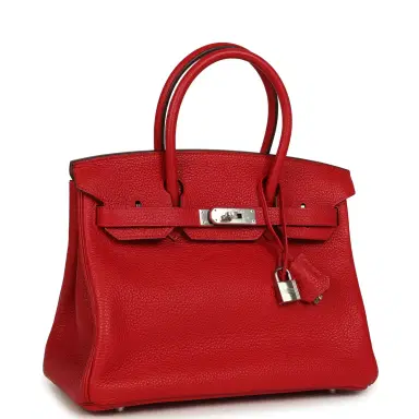 HERMÈS Pre-owned Hermes Birkin 30 Rouge Casaque Togo Palladium Hardware | Thumbnail 2 HERMÈS Pre-owned Hermes Birkin 30 Rouge Casaque Togo Palladium Hardware | Thumbnail 2