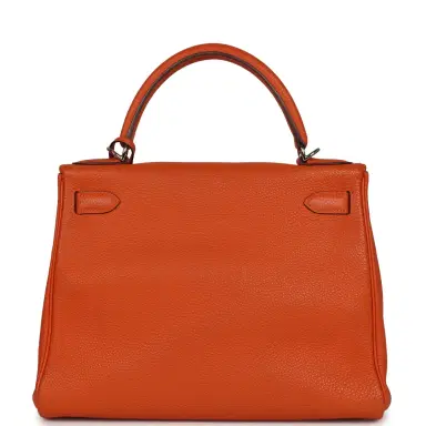 HERMÈS Pre-owned Hermes Kelly Retourne 28 Orange Togo Palladium Hardware | Thumbnail 4 HERMÈS Pre-owned Hermes Kelly Retourne 28 Orange Togo Palladium Hardware | Thumbnail 4