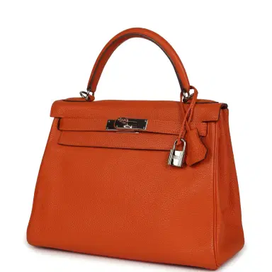 HERMÈS Pre-owned Hermes Kelly Retourne 28 Orange Togo Palladium Hardware | Thumbnail 5 HERMÈS Pre-owned Hermes Kelly Retourne 28 Orange Togo Palladium Hardware | Thumbnail 5