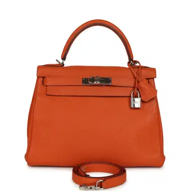 HERMÈS Pre-owned Hermes Kelly Retourne 28 Orange Togo Palladium Hardware | Thumbnail 1 HERMÈS Pre-owned Hermes Kelly Retourne 28 Orange Togo Palladium Hardware | Thumbnail 1