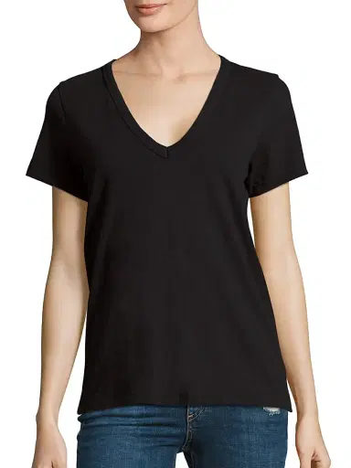 rag & bone Women's V-Neck Cotton Tee - Black - Size Large | Thumbnail 3 rag & bone Women's V-Neck Cotton Tee - Black - Size Large | Thumbnail 3