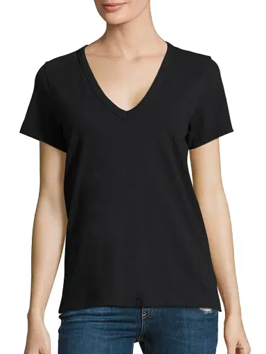 rag & bone Women's V-Neck Cotton Tee - Black - Size Large | Thumbnail 1 rag & bone Women's V-Neck Cotton Tee - Black - Size Large | Thumbnail 1