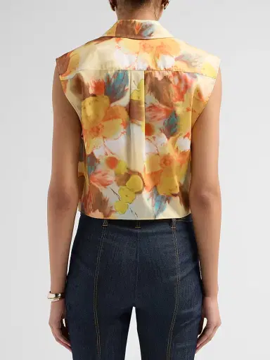 Cinq à Sept Women's Marianna Watercolor Floral Sleeveless Top - Smoke Sand Multi | Thumbnail 3 Cinq à Sept Women's Marianna Watercolor Floral Sleeveless Top - Smoke Sand Multi | Thumbnail 3