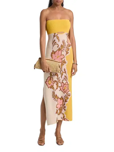 Misa Los Angeles Women's Fletcher Colorblocked Floral Strapless Midi-Dress - Plumeria Wave Knit - Size XL | Thumbnail 2 Misa Los Angeles Women's Fletcher Colorblocked Floral Strapless Midi-Dress - Plumeria Wave Knit - Size XL | Thumbnail 2
