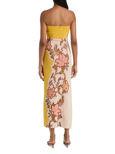 Misa Los Angeles Women's Fletcher Colorblocked Floral Strapless Midi-Dress - Plumeria Wave Knit - Size XL | Thumbnail 5 Misa Los Angeles Women's Fletcher Colorblocked Floral Strapless Midi-Dress - Plumeria Wave Knit - Size XL | Thumbnail 5