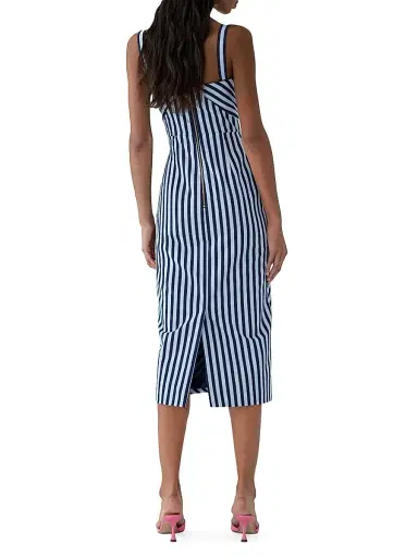 Carolina Herrera Women's Striped Slim-Strap Pencil Midi-Dress - Cloudy Blue Midnight | Thumbnail 3 Carolina Herrera Women's Striped Slim-Strap Pencil Midi-Dress - Cloudy Blue Midnight | Thumbnail 3
