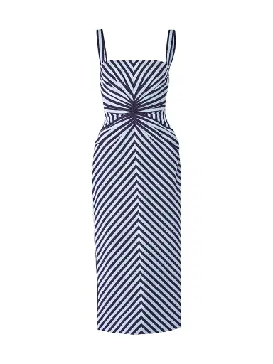 Carolina Herrera Women's Striped Slim-Strap Pencil Midi-Dress - Cloudy Blue Midnight | Thumbnail 1 Carolina Herrera Women's Striped Slim-Strap Pencil Midi-Dress - Cloudy Blue Midnight | Thumbnail 1