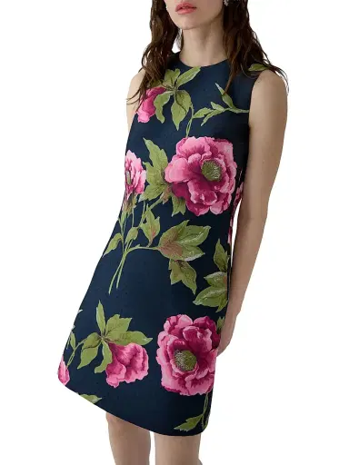 Carolina Herrera Women's Floral Sleeveless Shift Minidress - Midnight Multi - Size 14 | Thumbnail 3 Carolina Herrera Women's Floral Sleeveless Shift Minidress - Midnight Multi - Size 14 | Thumbnail 3