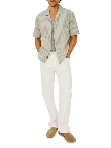 RAILS Men's Ely Multi-Stripe Linen-Cotton Camp Shirt - Ecru Multi Stripe - Size XXL | Thumbnail 2 RAILS Men's Ely Multi-Stripe Linen-Cotton Camp Shirt - Ecru Multi Stripe - Size XXL | Thumbnail 2