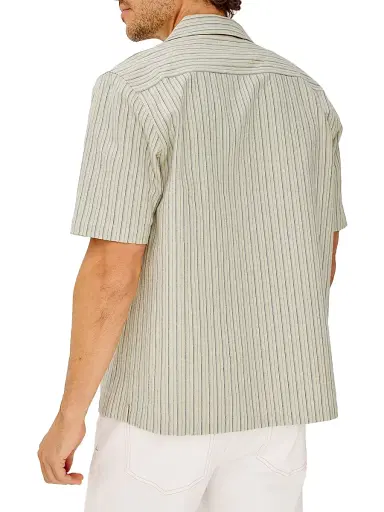 RAILS Men's Ely Multi-Stripe Linen-Cotton Camp Shirt - Ecru Multi Stripe - Size XXL | Thumbnail 4 RAILS Men's Ely Multi-Stripe Linen-Cotton Camp Shirt - Ecru Multi Stripe - Size XXL | Thumbnail 4