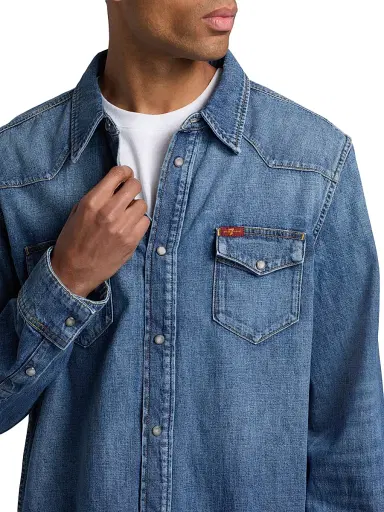 7 For All Mankind Men's Western Canyon Denim Button-Front Shirt - Canyon | Thumbnail 6 7 For All Mankind Men's Western Canyon Denim Button-Front Shirt - Canyon | Thumbnail 6
