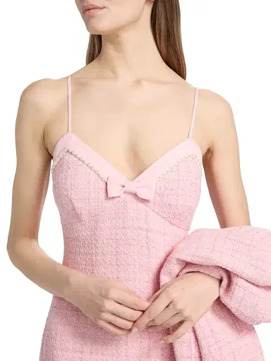 LoveShackFancy Women's Florencio Cotton-Blend Tweed Shift Minidress - Pink Hibiscus | Thumbnail 6 LoveShackFancy Women's Florencio Cotton-Blend Tweed Shift Minidress - Pink Hibiscus | Thumbnail 6