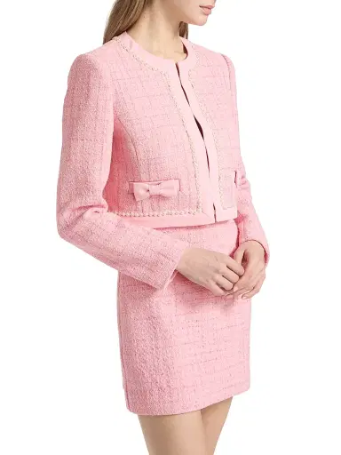 LoveShackFancy Women's Ralphette Embellished Tweed Crop Jacket - Pink Hibiscus - Size 14 | Thumbnail 4 LoveShackFancy Women's Ralphette Embellished Tweed Crop Jacket - Pink Hibiscus - Size 14 | Thumbnail 4