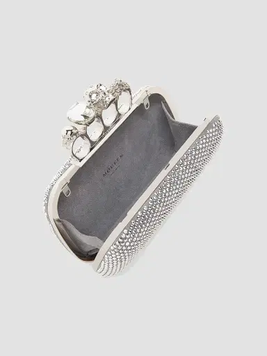 McQueen Women's Embellished Skull Leather Clutch - Lead | Thumbnail 4 McQueen Women's Embellished Skull Leather Clutch - Lead | Thumbnail 4