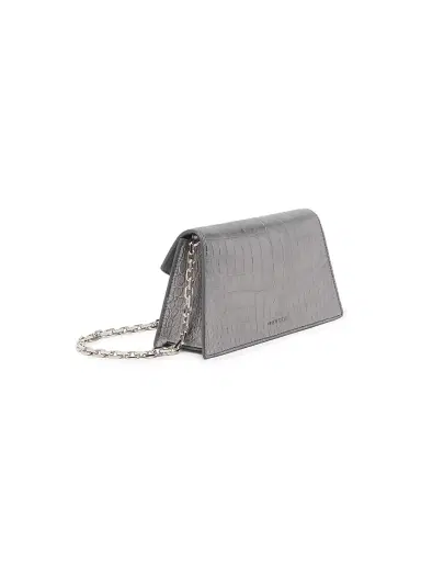 McQueen Women's Skull Mini Crocodile-Embossed Metallic Leather Shoulder Bag - Cloud | Thumbnail 6 McQueen Women's Skull Mini Crocodile-Embossed Metallic Leather Shoulder Bag - Cloud | Thumbnail 6