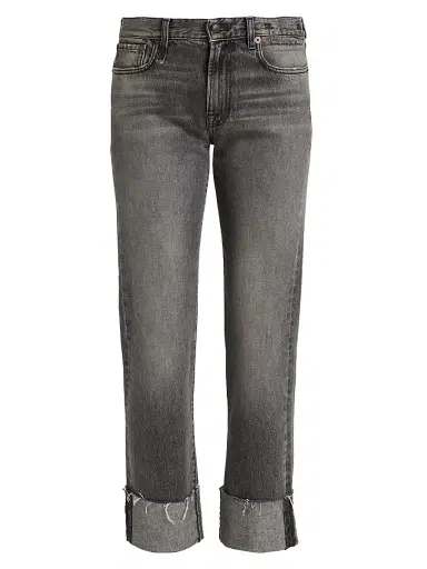 R13 Women's Romeo Cuffed Hem Cotton Straight-Leg Jeans - Leyton Black - Size 31 | Thumbnail 1 R13 Women's Romeo Cuffed Hem Cotton Straight-Leg Jeans - Leyton Black - Size 31 | Thumbnail 1