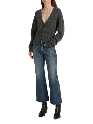 R13 Women's Cashmere Split-Hem Cardigan - Charcoal Grey - Size XS | Thumbnail 2 R13 Women's Cashmere Split-Hem Cardigan - Charcoal Grey - Size XS | Thumbnail 2