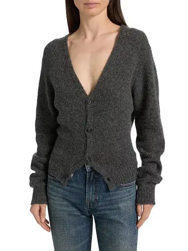 R13 Women's Cashmere Split-Hem Cardigan - Charcoal Grey - Size XS | Thumbnail 3 R13 Women's Cashmere Split-Hem Cardigan - Charcoal Grey - Size XS | Thumbnail 3