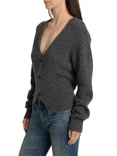 R13 Women's Cashmere Split-Hem Cardigan - Charcoal Grey - Size XS | Thumbnail 4 R13 Women's Cashmere Split-Hem Cardigan - Charcoal Grey - Size XS | Thumbnail 4