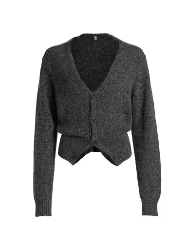 R13 Women's Cashmere Split-Hem Cardigan - Charcoal Grey - Size XS | Thumbnail 1 R13 Women's Cashmere Split-Hem Cardigan - Charcoal Grey - Size XS | Thumbnail 1