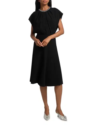 Teri Jon by Rickie Freeman Women's Embellished Cocktail Midi-Dress - Black | Thumbnail 2 Teri Jon by Rickie Freeman Women's Embellished Cocktail Midi-Dress - Black | Thumbnail 2
