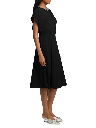 Teri Jon by Rickie Freeman Women's Embellished Cocktail Midi-Dress - Black | Thumbnail 4 Teri Jon by Rickie Freeman Women's Embellished Cocktail Midi-Dress - Black | Thumbnail 4
