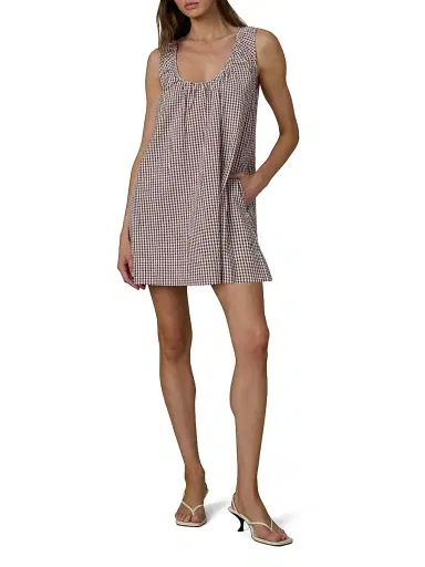 Joe's Jeans Women's Ana Gingham Cotton-Blend Shift Minidress - Macchiato Gingham | Thumbnail 2 Joe's Jeans Women's Ana Gingham Cotton-Blend Shift Minidress - Macchiato Gingham | Thumbnail 2