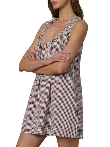 Joe's Jeans Women's Ana Gingham Cotton-Blend Shift Minidress - Macchiato Gingham | Thumbnail 3 Joe's Jeans Women's Ana Gingham Cotton-Blend Shift Minidress - Macchiato Gingham | Thumbnail 3
