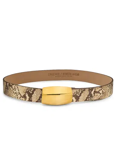 L'Agence Women's Milou Snakeskin-Embossed Leather Belt - Mauve Multi Snake - Size Large | Thumbnail 1 L'Agence Women's Milou Snakeskin-Embossed Leather Belt - Mauve Multi Snake - Size Large | Thumbnail 1