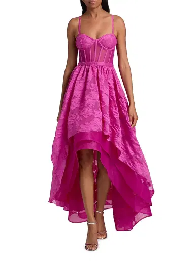 BCBGMAXAZRIA Women's Organza High-Low Gown - Electric Orchid | Thumbnail 2 BCBGMAXAZRIA Women's Organza High-Low Gown - Electric Orchid | Thumbnail 2