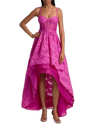 BCBGMAXAZRIA Women's Organza High-Low Gown - Electric Orchid | Thumbnail 3 BCBGMAXAZRIA Women's Organza High-Low Gown - Electric Orchid | Thumbnail 3