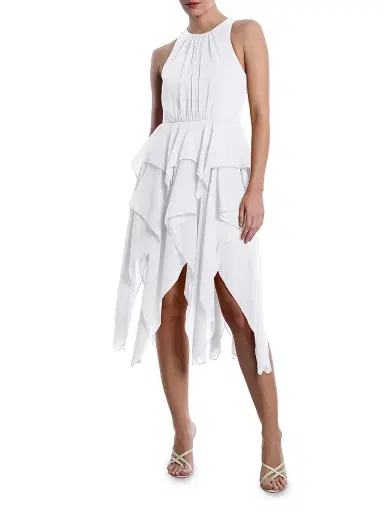 BCBGMAXAZRIA Women's Metallic Ruffle Midi-Dress - Chalk | Thumbnail 2 BCBGMAXAZRIA Women's Metallic Ruffle Midi-Dress - Chalk | Thumbnail 2