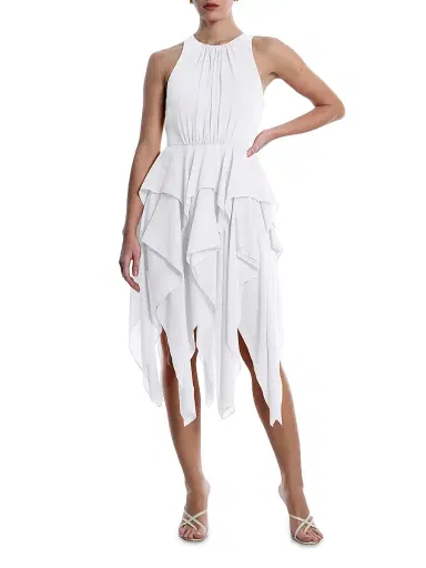 BCBGMAXAZRIA Women's Metallic Ruffle Midi-Dress - Chalk | Thumbnail 3 BCBGMAXAZRIA Women's Metallic Ruffle Midi-Dress - Chalk | Thumbnail 3