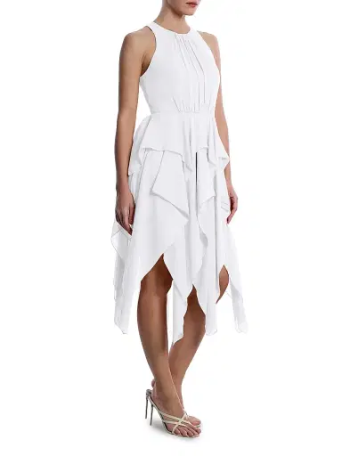 BCBGMAXAZRIA Women's Metallic Ruffle Midi-Dress - Chalk | Thumbnail 4 BCBGMAXAZRIA Women's Metallic Ruffle Midi-Dress - Chalk | Thumbnail 4