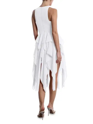 BCBGMAXAZRIA Women's Metallic Ruffle Midi-Dress - Chalk | Thumbnail 5 BCBGMAXAZRIA Women's Metallic Ruffle Midi-Dress - Chalk | Thumbnail 5