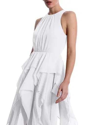 BCBGMAXAZRIA Women's Metallic Ruffle Midi-Dress - Chalk | Thumbnail 6 BCBGMAXAZRIA Women's Metallic Ruffle Midi-Dress - Chalk | Thumbnail 6