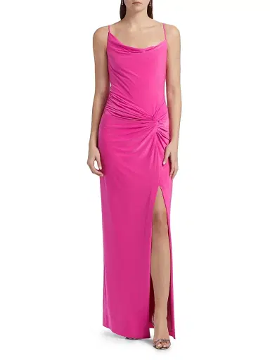 BCBGMAXAZRIA Women's Gathered Cowlneck Gown - Electric Orchid | Thumbnail 3 BCBGMAXAZRIA Women's Gathered Cowlneck Gown - Electric Orchid | Thumbnail 3