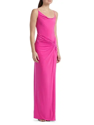 BCBGMAXAZRIA Women's Gathered Cowlneck Gown - Electric Orchid | Thumbnail 4 BCBGMAXAZRIA Women's Gathered Cowlneck Gown - Electric Orchid | Thumbnail 4