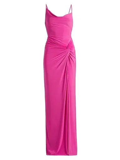 BCBGMAXAZRIA Women's Gathered Cowlneck Gown - Electric Orchid | Thumbnail 1 BCBGMAXAZRIA Women's Gathered Cowlneck Gown - Electric Orchid | Thumbnail 1