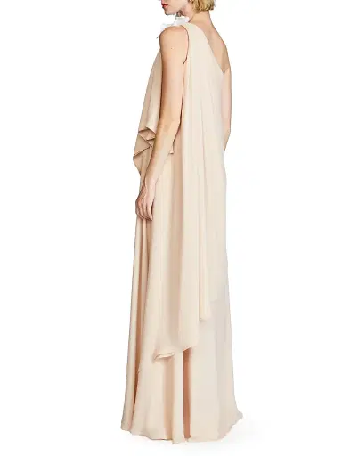 Halston Women's Solena One-Shoulder Georgette Gown - Beige | Thumbnail 5 Halston Women's Solena One-Shoulder Georgette Gown - Beige | Thumbnail 5