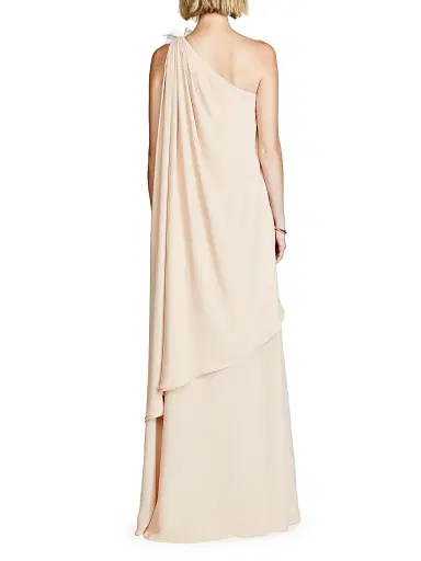 Halston Women's Solena One-Shoulder Georgette Gown - Beige | Thumbnail 6 Halston Women's Solena One-Shoulder Georgette Gown - Beige | Thumbnail 6