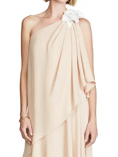 Halston Women's Solena One-Shoulder Georgette Gown - Beige | Thumbnail 7 Halston Women's Solena One-Shoulder Georgette Gown - Beige | Thumbnail 7